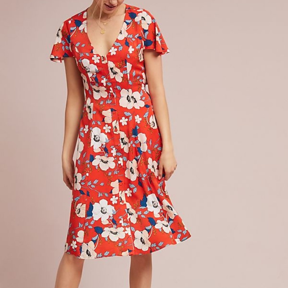 New Anthropologie Regents Floral Midi Dress M